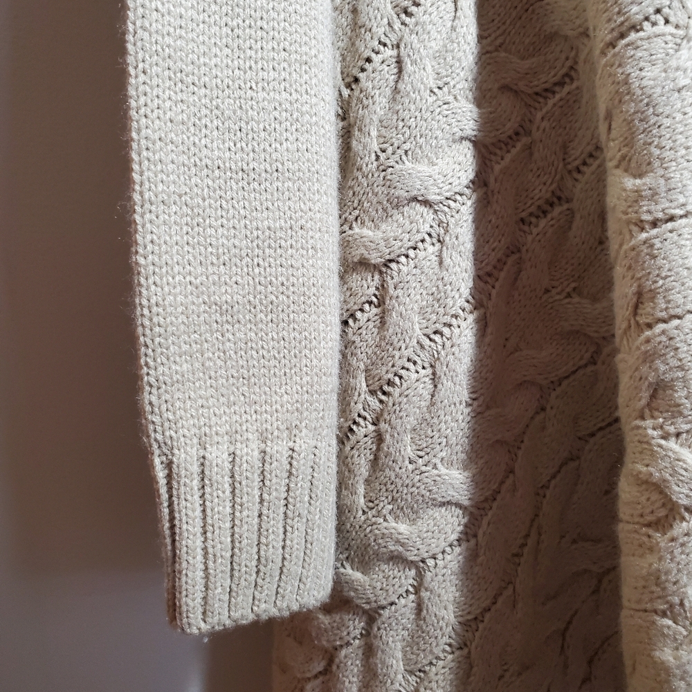 LOVE CRAZY Cable Knit Duster Cardigan Waterfall Style Open Front Size Lg. EUC - Picture 8 of 14